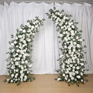 6' & 7' White Floral Horn Arch Set (Add-On $250)